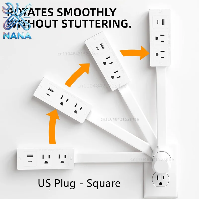 Electrical Wall Plug Rotates Electrical Outlet Extender Adjustable Length Power Outlets Extender Power Socket for NightStand