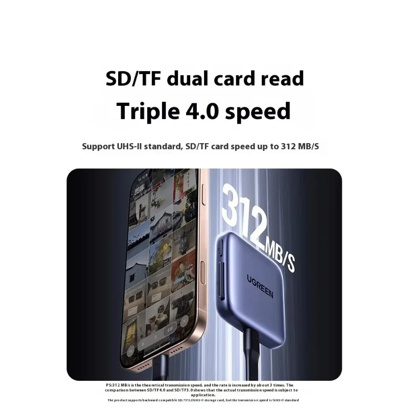 Ugreen قارئ البطاقات المغناطيسية Usb-C إلى فتحة SD/TF Sd4.0 312mb/S للهاتف Magsafe ملحقات الكمبيوتر المحمول SD محول بطاقة SD الصغيرة #2