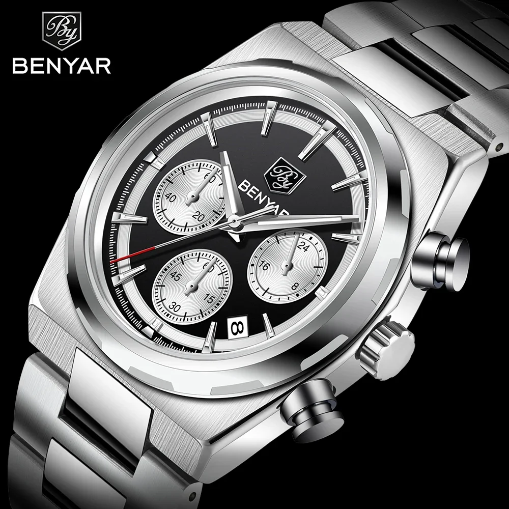 

BENYAR 2025 40 мм мужские механические часы автоматические часы для дайвинга 30 м водонепроницаемые роскошные модные часы из нержавеющей стали