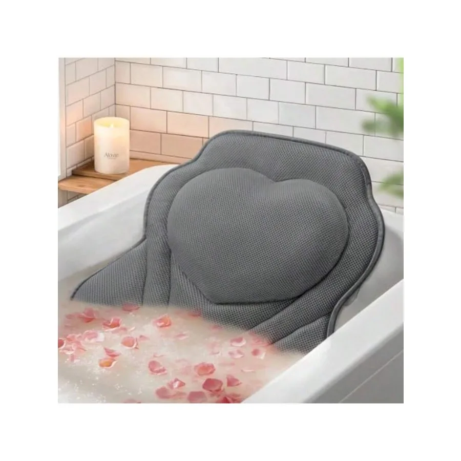 

XAPY Bath Pillow With Breathable Mesh Fabric - Batub Pillow For Head Neck And Shoulder Supp- 6 Non- Sucn Cups For Secure Fit -