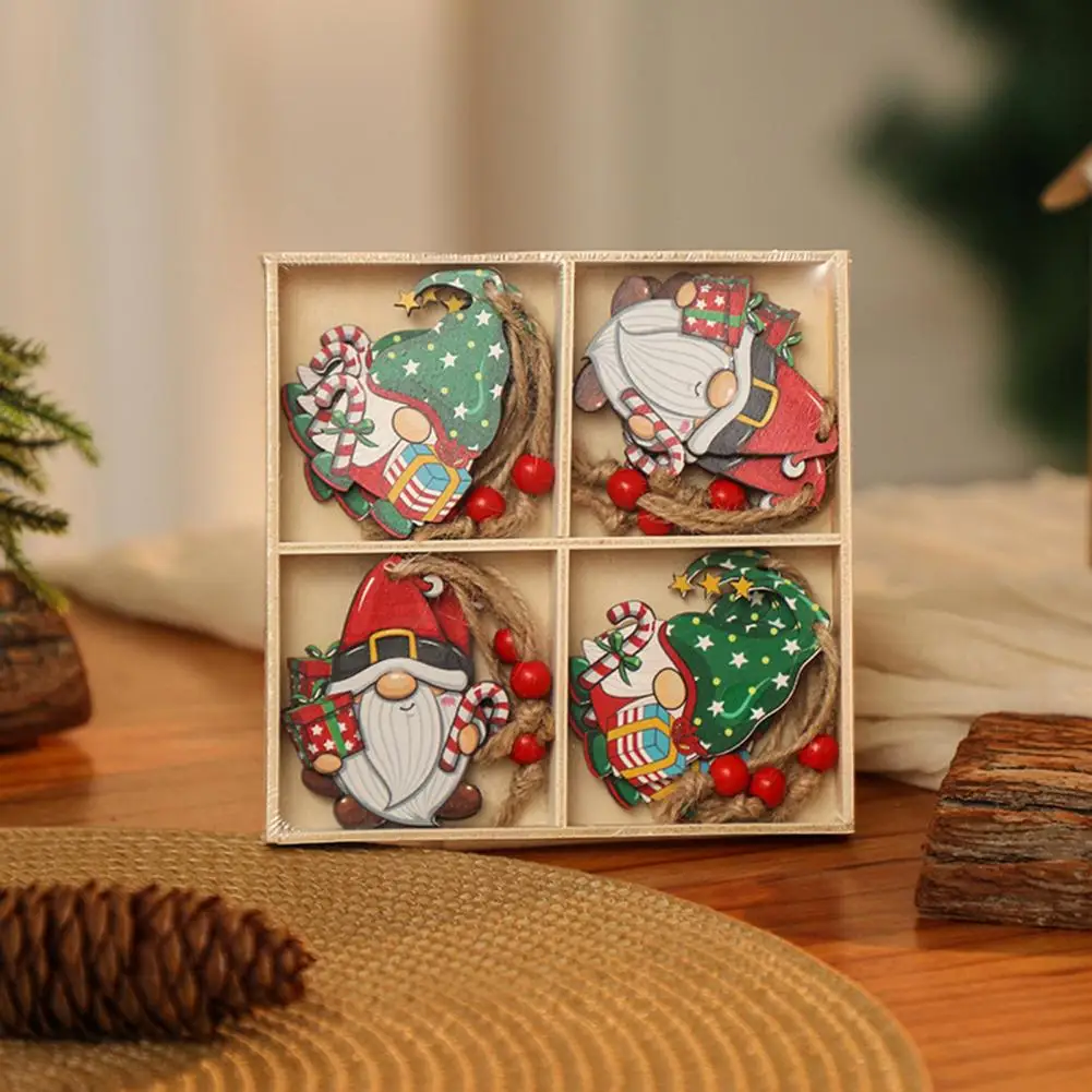 Bundle of Twine Ornaments Wooden Christmas Ornaments Christmas Wooden Ornaments Set Gnome Gingerbread Man Decorations for Xmas