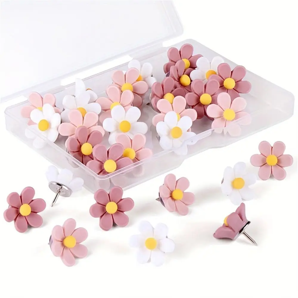 

20/30/50Pcs Portable Creative Six-Petal Flower Pushpins DIY Photo Wall Decor Board Push Pin Resin 3D Colored Push Pins Corkboard