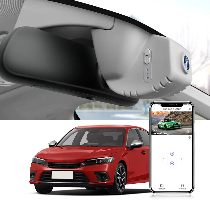 4K Dashcam for Honda Civic 11th Gen 2022-2026 Sedan/Hatchback/Si, for Acura Integra & ADX 2025 2026, OEM Style, WiFi APP