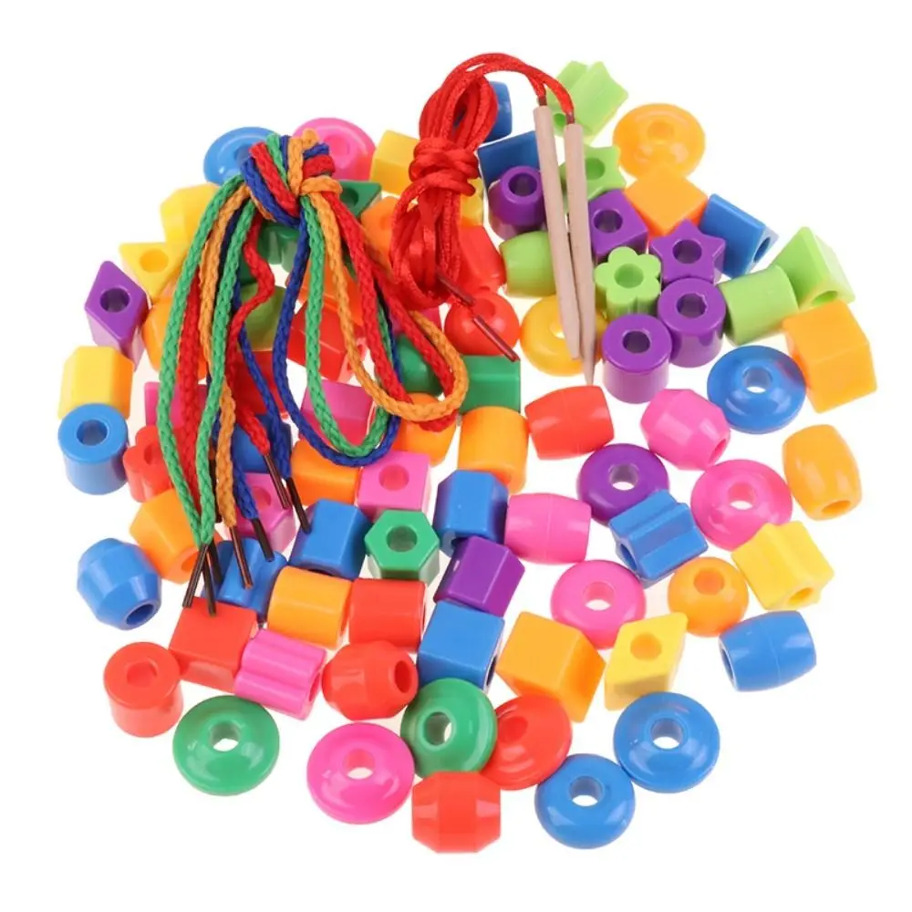 Stringing Toy Montessori Kids Primary Lacing Beads Crafts Plastic Lacing Beads Toy Training Toys Star Rainbow Lacing Beads Toys