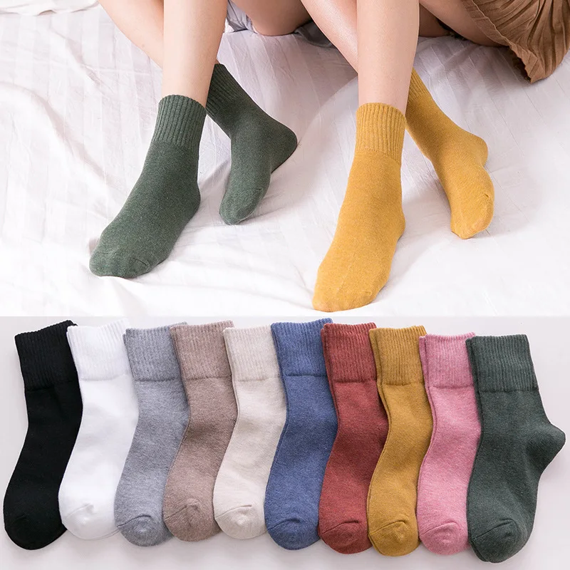 2023 Autumn and Winter New Socks Women's Pure Color Gaoluokou Women's Mid-tube Socks Comfortable Cotton Socks Calcetines Mujer