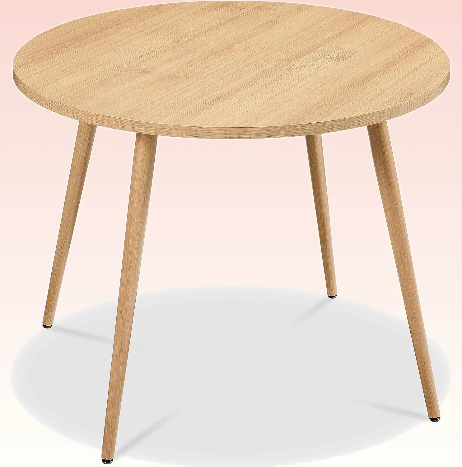 Best Choice Round 35.5in Dining Table for 4 Mid Century Modern Wood Finish Steel Legs Space-Saving