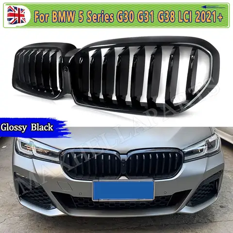 Front Grill Replace For BMW G30 G31 G38 5 Series LCI 520i 530i 2019 2020 2021 2022 2023 Gloss Black Car Grille M Performance