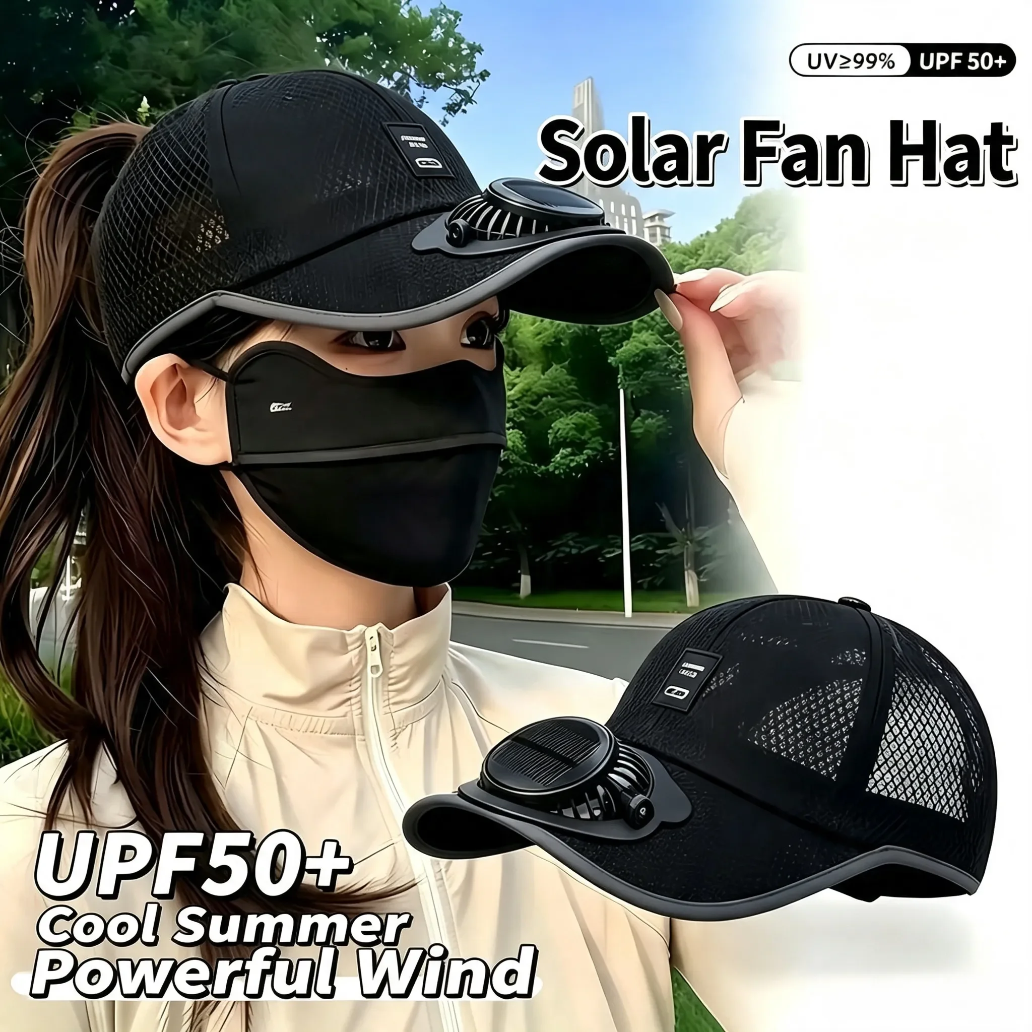 夏用ソーラー充電式ファンハット、男女兼用通気性メッシュ日よけ - Visor Sun Hat のレビューと価格