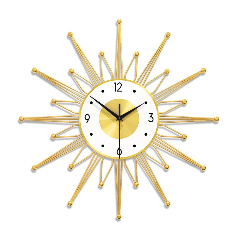 Nordic light luxury wall clock simple home living room, high-end feeling wall hanging, no punching fashionable silent clock