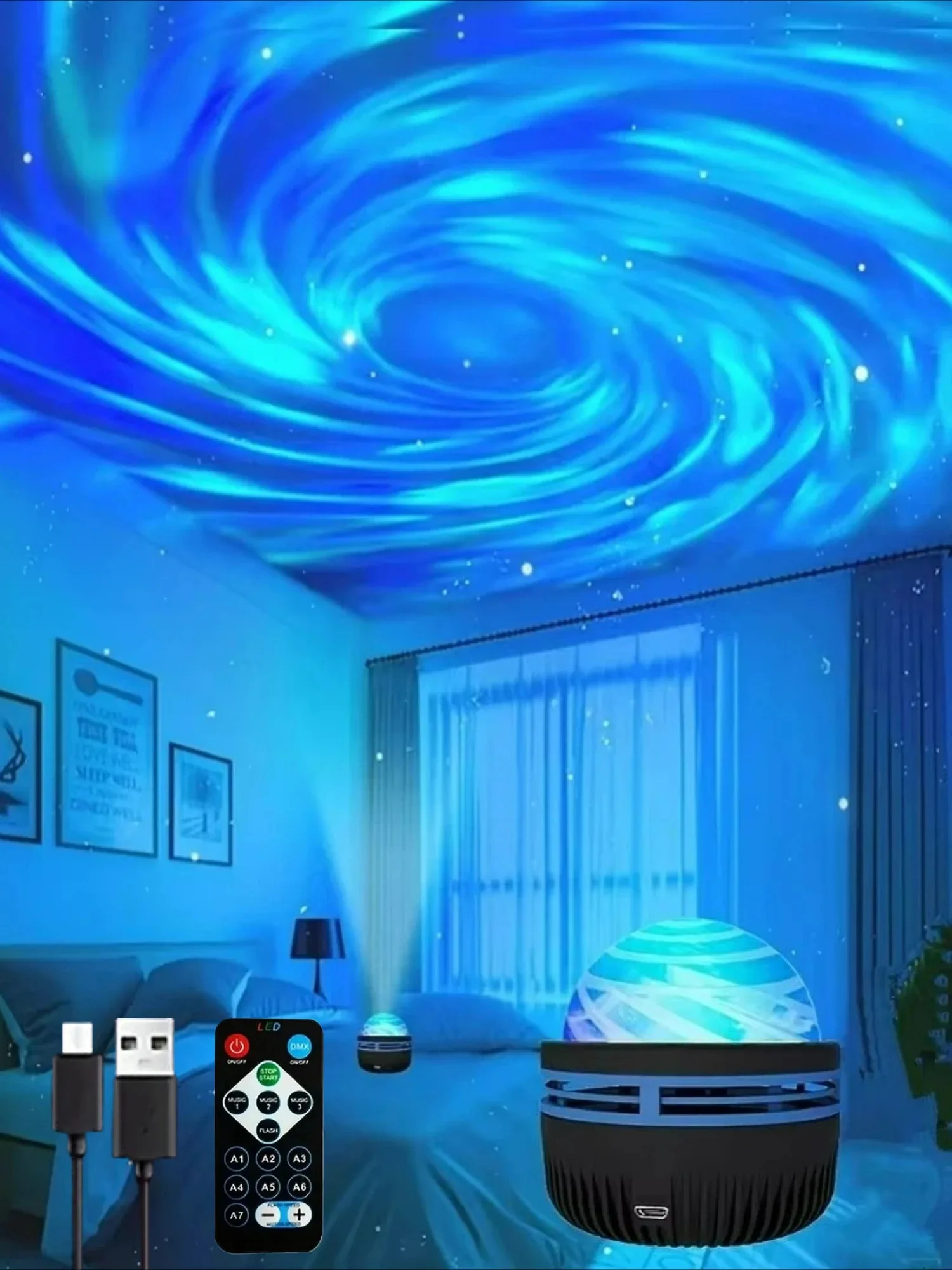 Northern Lights Starry Sky Projector LED Night Light with Remote Control USB A Variety of Styles for Home Bedroom Party Decor