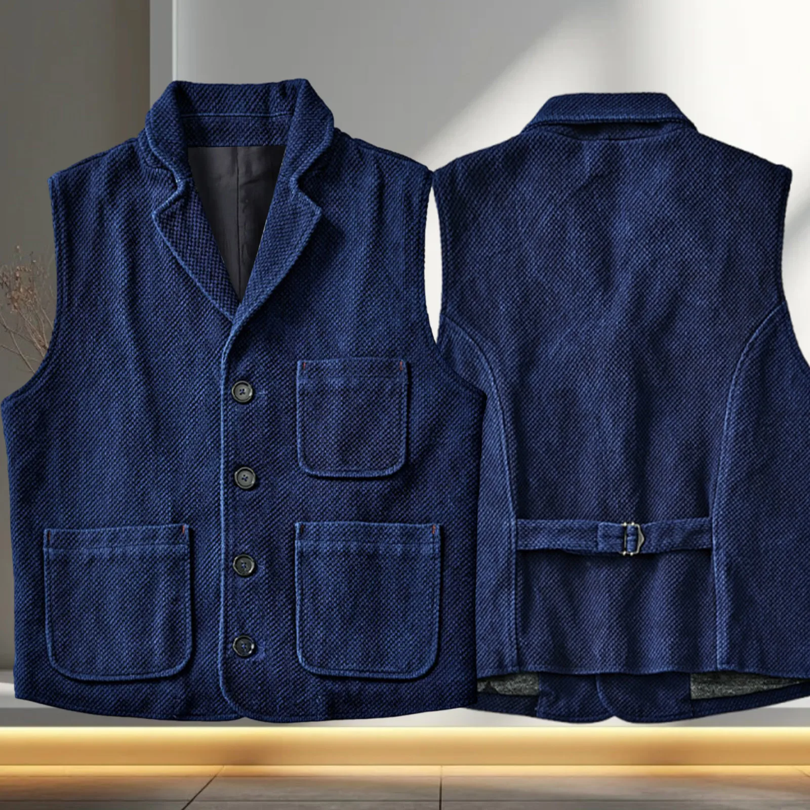 Men's Suit Vests Slim Fit Casual Business Retro Tweed Waistcoat Wedding Groomsmen Suit Vest