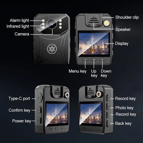 Imagen 2 del producto Mini cámaras HD 4K con grabadora de vídeo digital WIFi de 3000mAh con pantalla IPS, cámara corporal de policía de visión nocturna, videocámara portátil