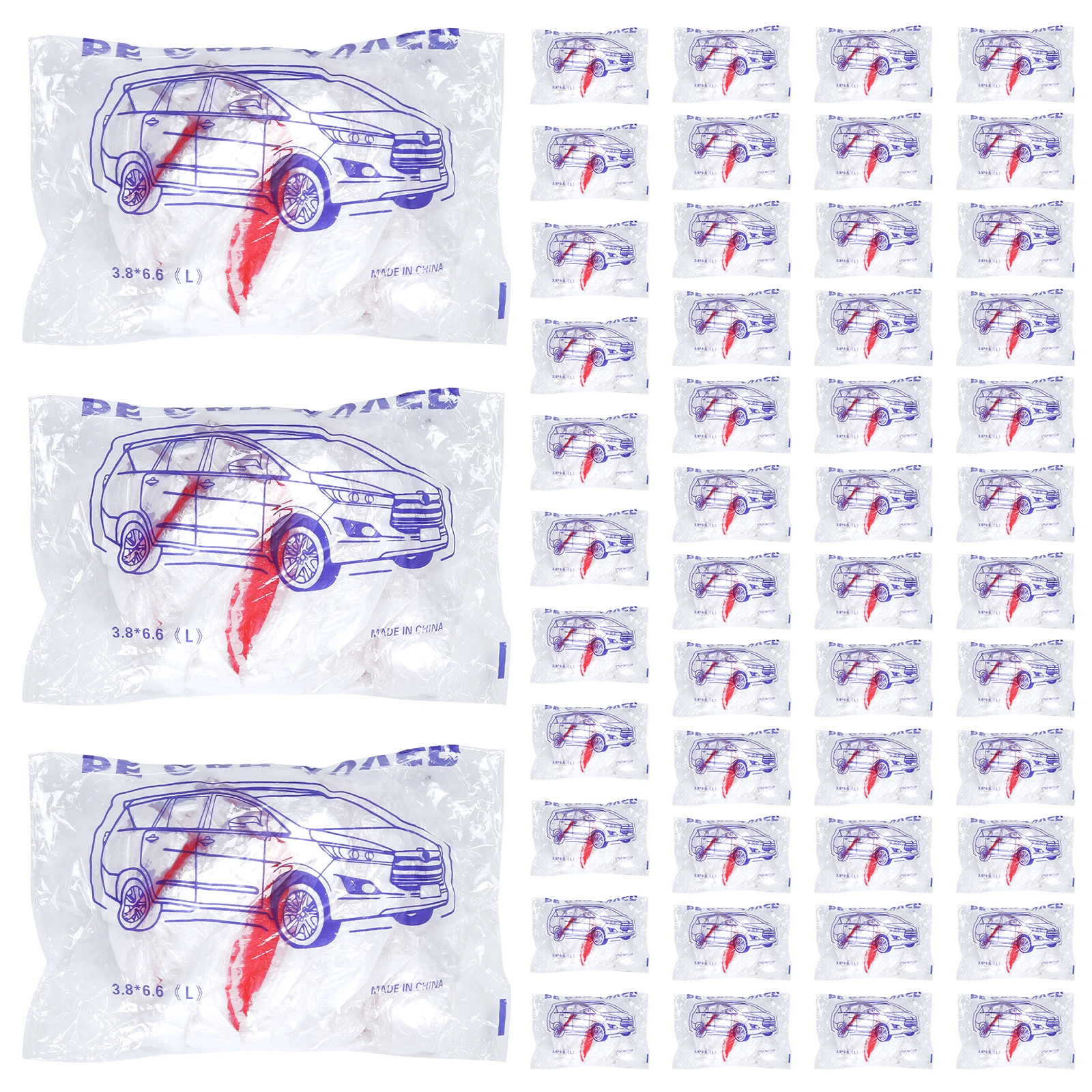 50 Packs Disposable Plastic Car Cover for Snow Car Bubble Cover with Elastic Band (12.5x21.6 Ft) for SUV Sedan Sport Cars