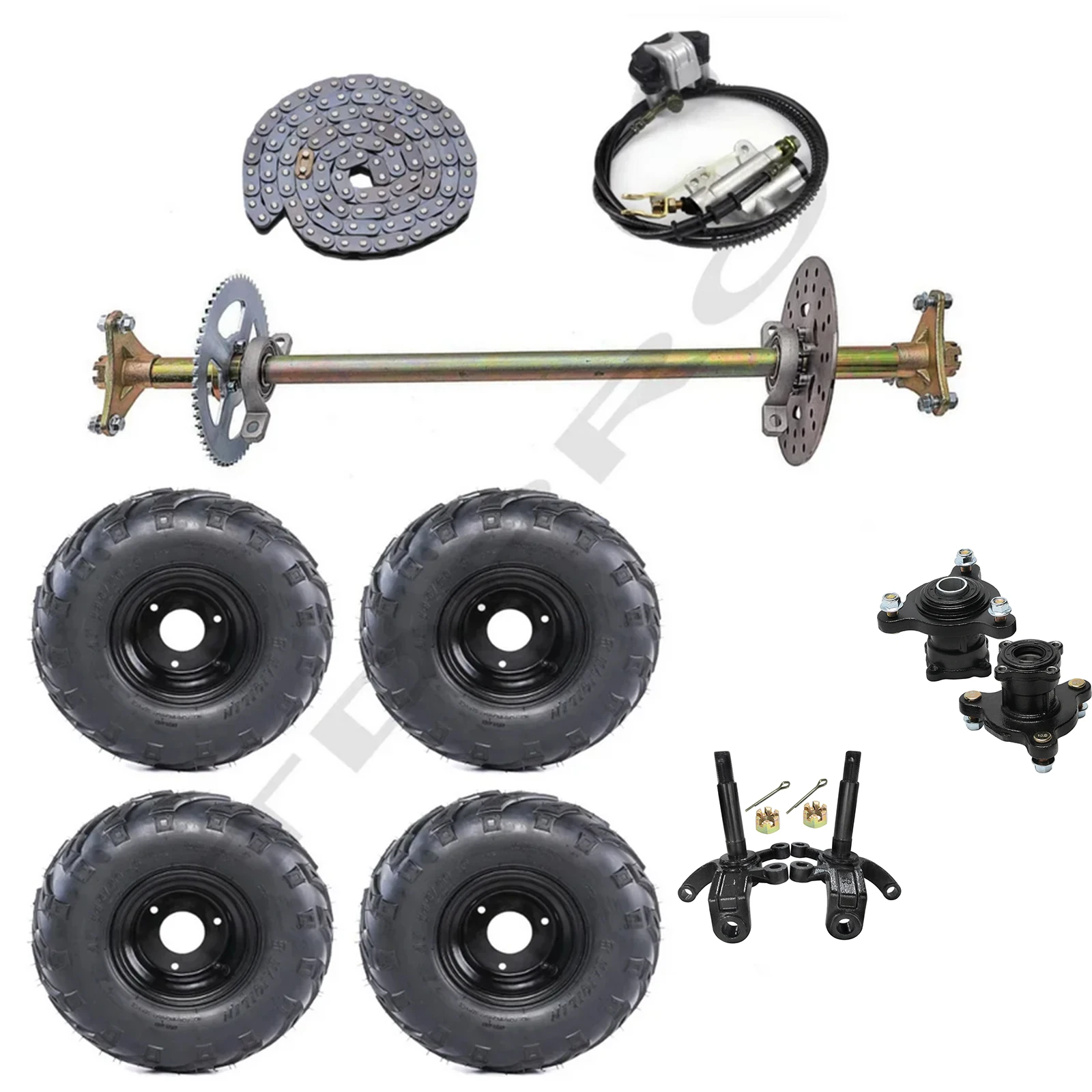 

ATV Accesso Go Kart Rear Axle Assembly Kit 4.10-6 Wheels Hubs Rear Tire Tyre for Mini Bike Drift Trike Golf Kid DIY Set Assembly