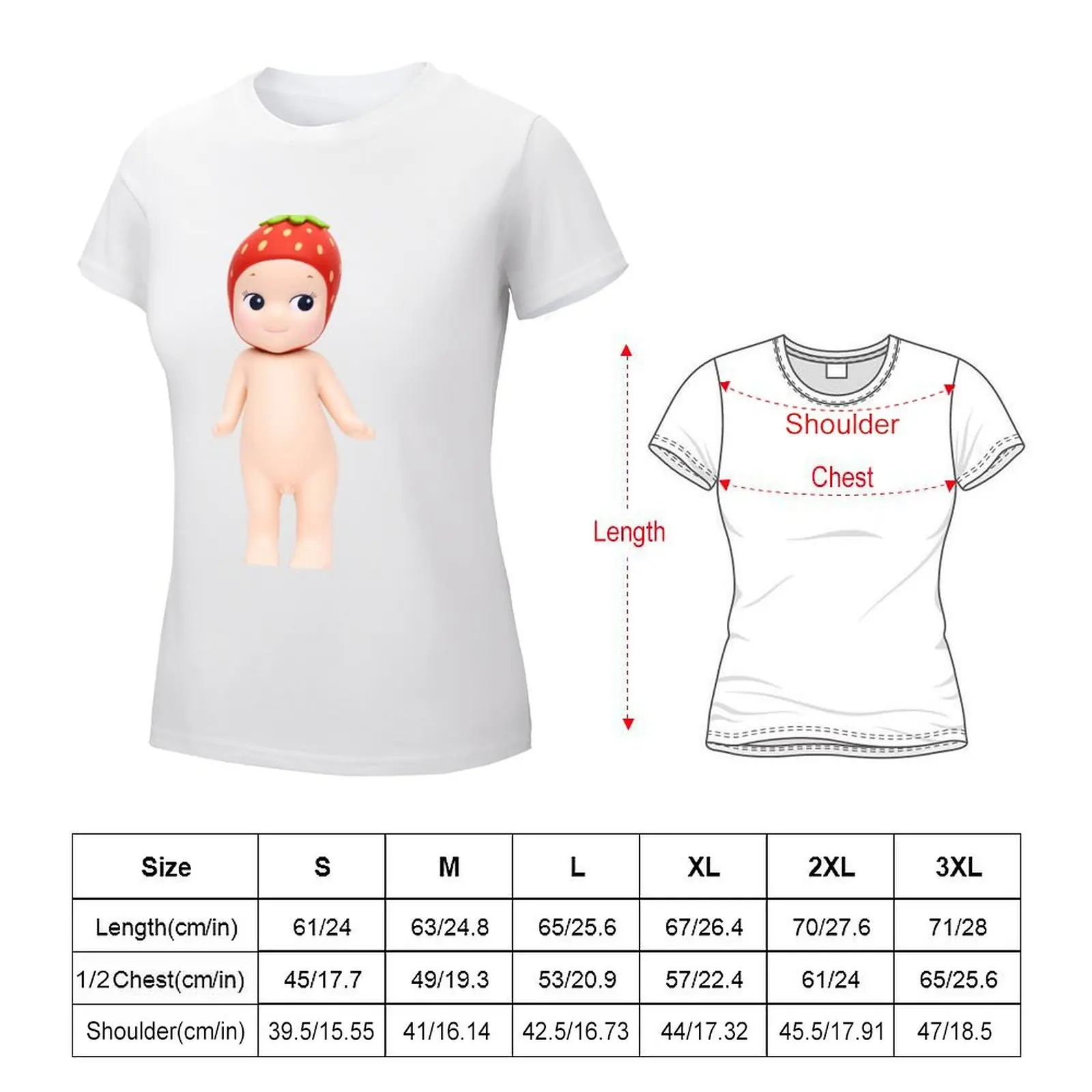 Red Strawberry Sonny Angel T-shirt anime clothes summer top T-shirts for Women