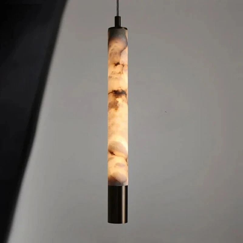 

Italy Luxury Marble Pendant Light with Spotlight Minimalist Design for Bedroom Bedside Reading Hanging Alabaster Light