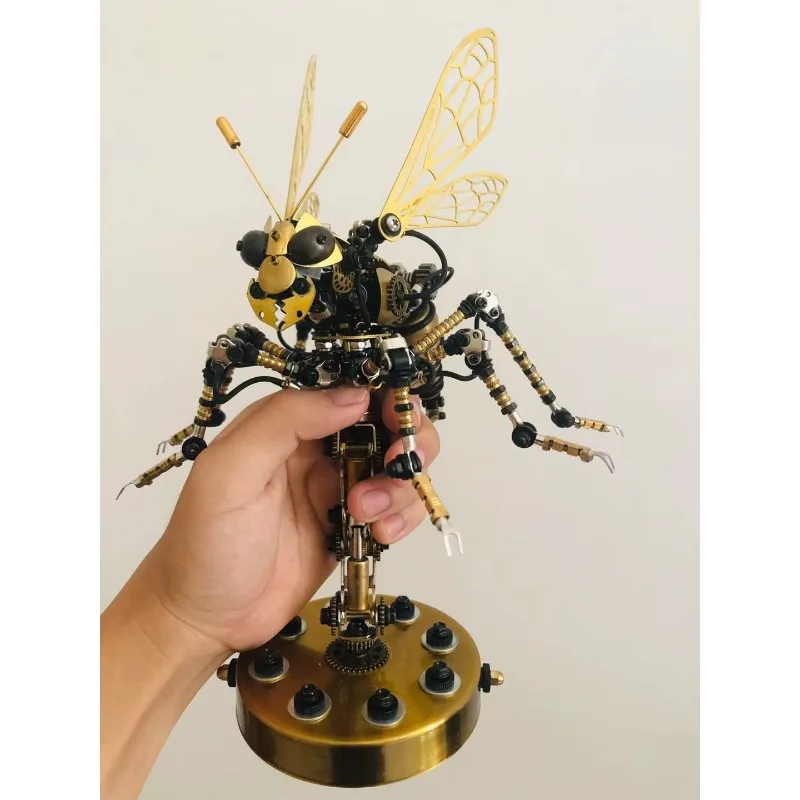 3D Mechanical Wasp Assembly Craft Stainless Steel Insect Puzzle Model Kit Voice Control Engine DIY Product Building Kit Kids Toy