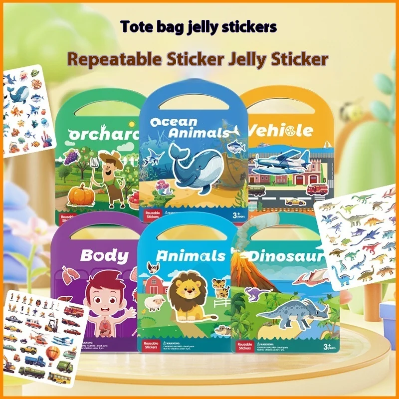 Children Creative Diy Handheld Bubble Sticker Book Jelly Sticker Book Repositionable Cartoon Stickers Two Random Toys For Kids