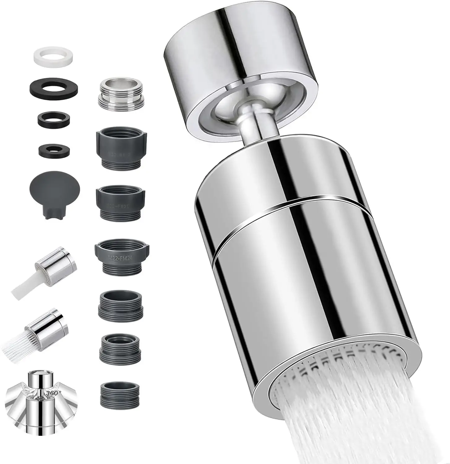 

Kitchen Tap Spray Head, 360° Swivel Spout Kitchen Sink Tap, Tap Faucet Attachment Spray with 2 Functions Modes, Replacement Tap