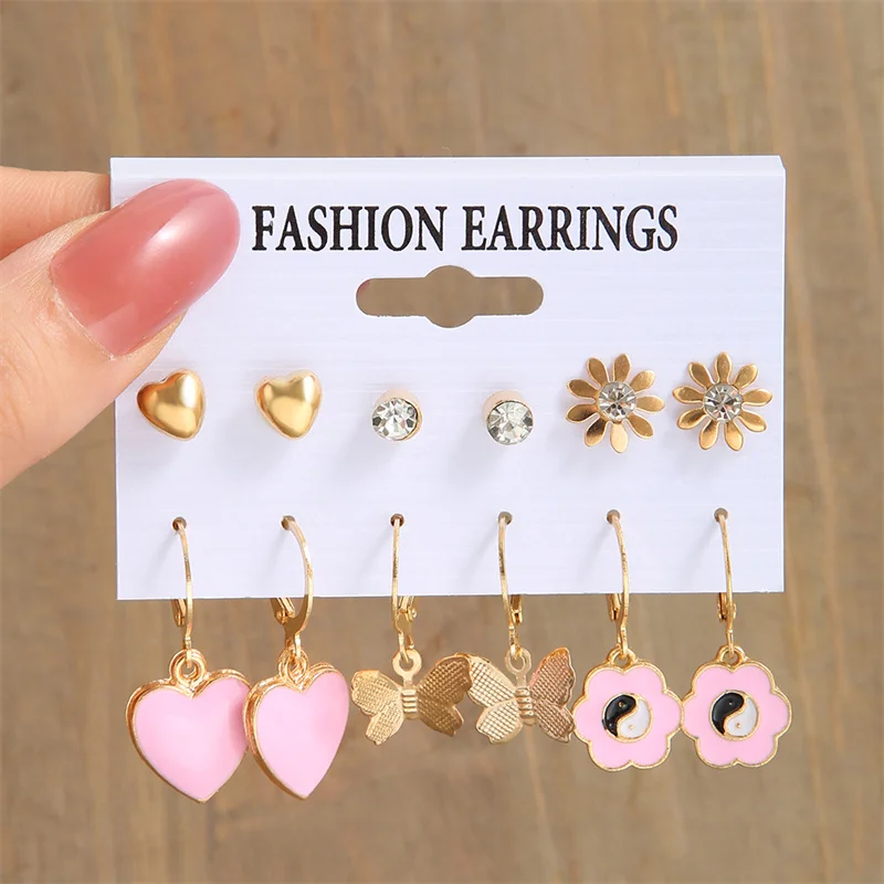 Trendy Colorful Earrings Set For Women Girls Green Resin Pearl Gold Color Metal Circle Dangle Earrings 2022 New Fashion