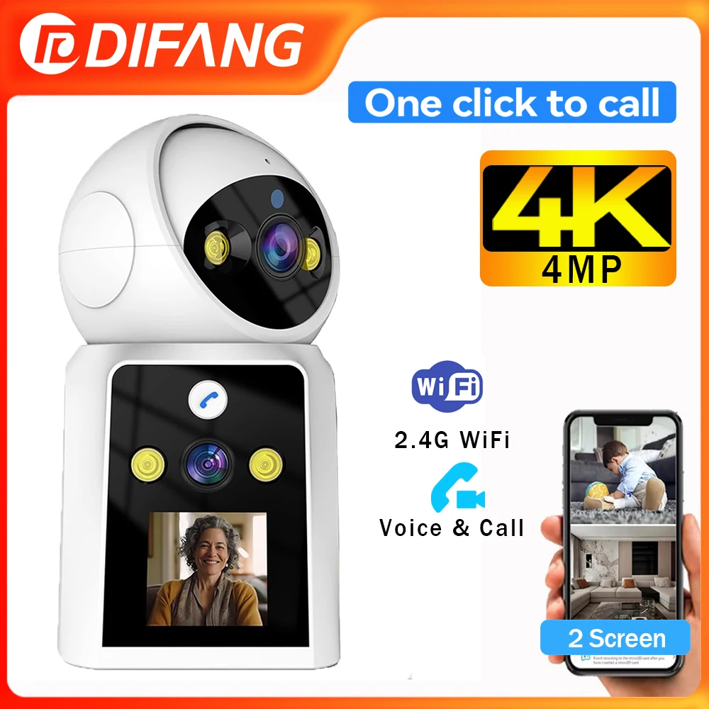 Yoosee 2 Lens Dual Screen Baby Monitor Smart Camera Security Protection Wifi Surveillance Indoor Baby Night Vision 2-Way Audio