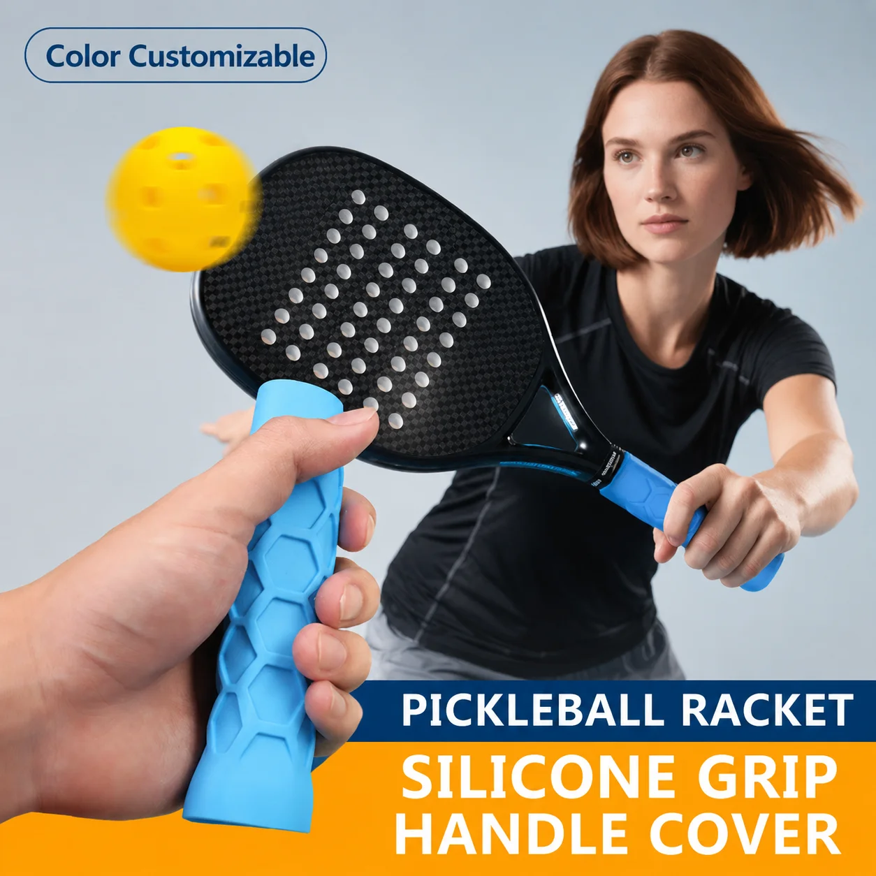 High Elastic Silicone Handle Sleeve for Pickleball Paddle Non Slip Silicone Racket Grip Cover Reusable Sport Protective Grip