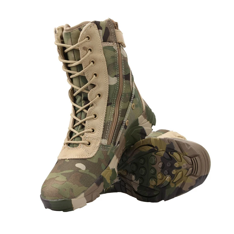 Jungle Camouflage Boots Hunting Hiking Boots Lightweight Camo Hiking Motorcycle Shoes for Men/women with Zipper Breathable