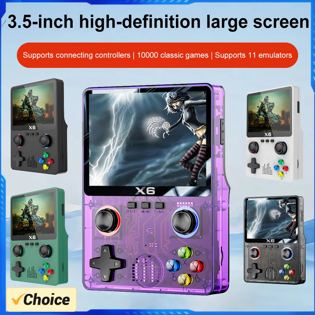 X6 Portable Video Game Console 2000mAh 3.5 Inch IPS Screen Classic Video Player 3D Joystick Support Double Player Children Gifts