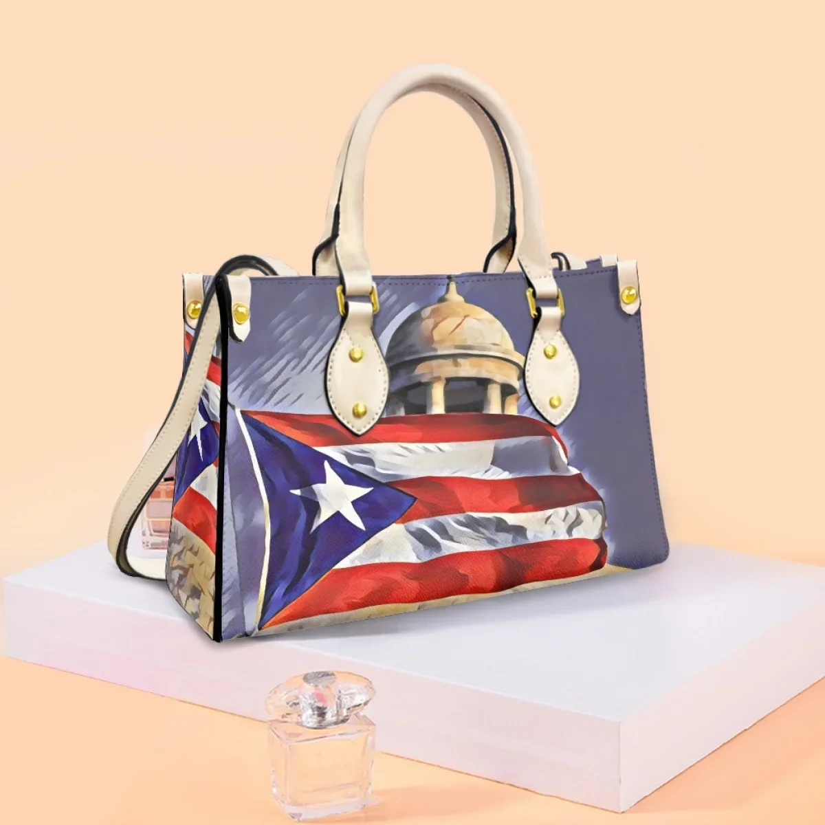 Puerto Rico Flag Print Women Handbags Large Capacity Top Handle Casual Shoulder Bag Retro Shopping Underarm Bag Coin Purse New