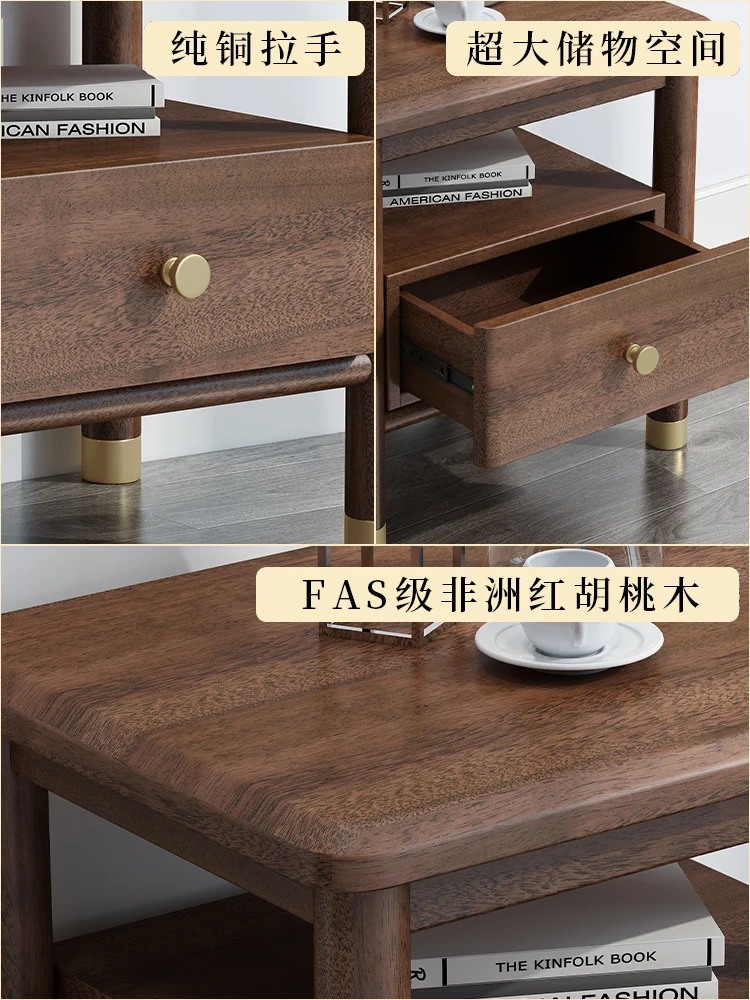 Picture 5: Light luxury solid wood bedside table walnut simple master bedroom side cabinet log