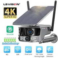 LS VISION 4K 180° Ultra Wide View Angle 4G Solar Security Camera Outdoor WIFI 4X Zoom Dual Lens PIR Human Detection CCTV Camera