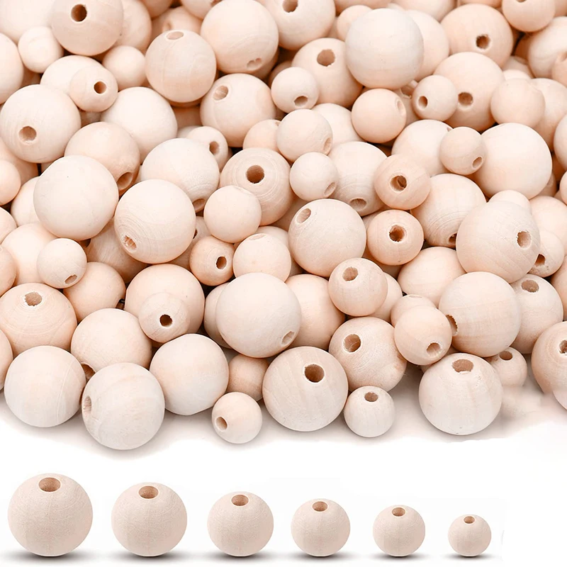 Bopoobo 10-30PCS Natural Beech Wooden Beads 8/10/12/14/16/18/20/25/30mm DIY Crafts Supplies Jewelry Making Bracelet Accessories