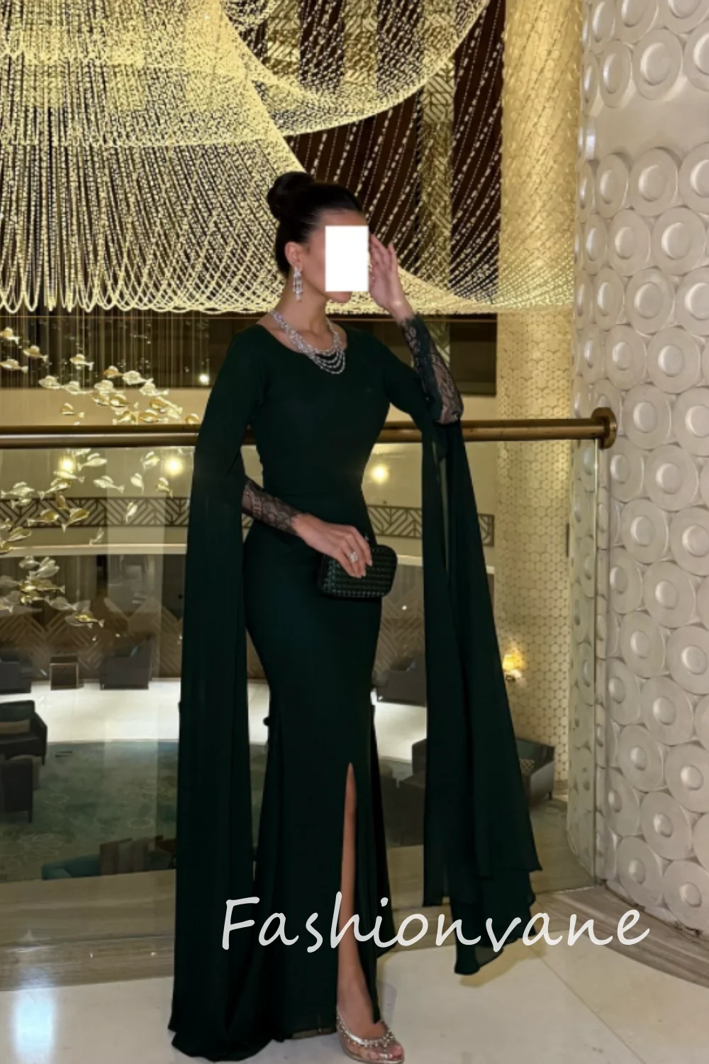 Fashionvane 2024 personalizado Arabia Saudita mujeres sirena sin tirantes mangas largas vestido de graduación vestido de fiesta de noche vestido de cóctel