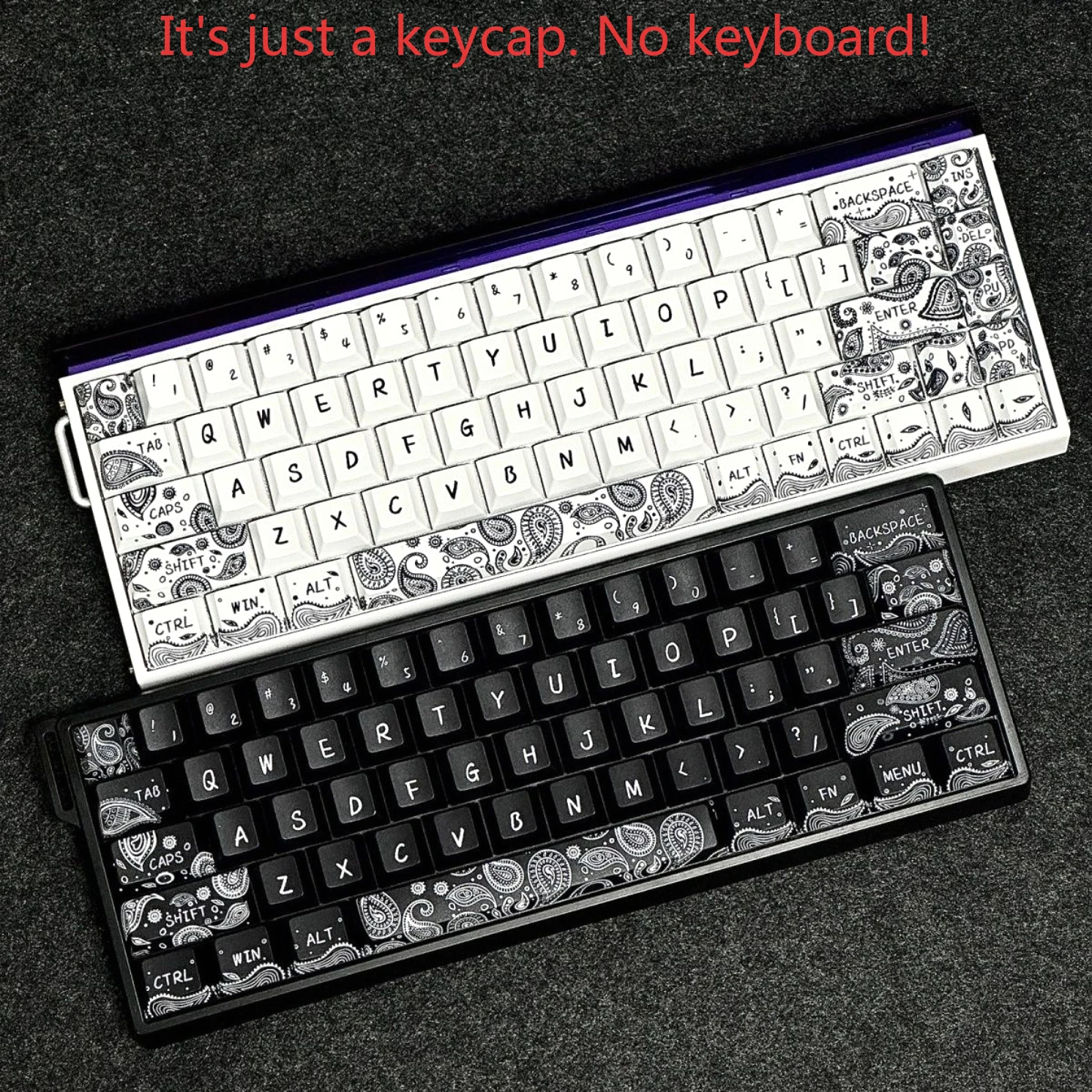 Paisley Black White Keycaps Cherry Profile PBT 83 101 Keys Custom Keycap Set for Wooting 60HE 80HE Mechanical Magnetic Keyboard