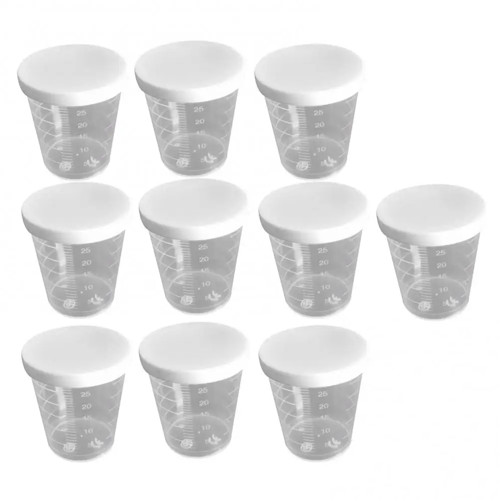 10Pcs Plastic Measuring Cups Lab Chemistry Kitchen Liquid Measure Tool 30ml Clear Plastic Graduated Measuring Cup for Baking Bea