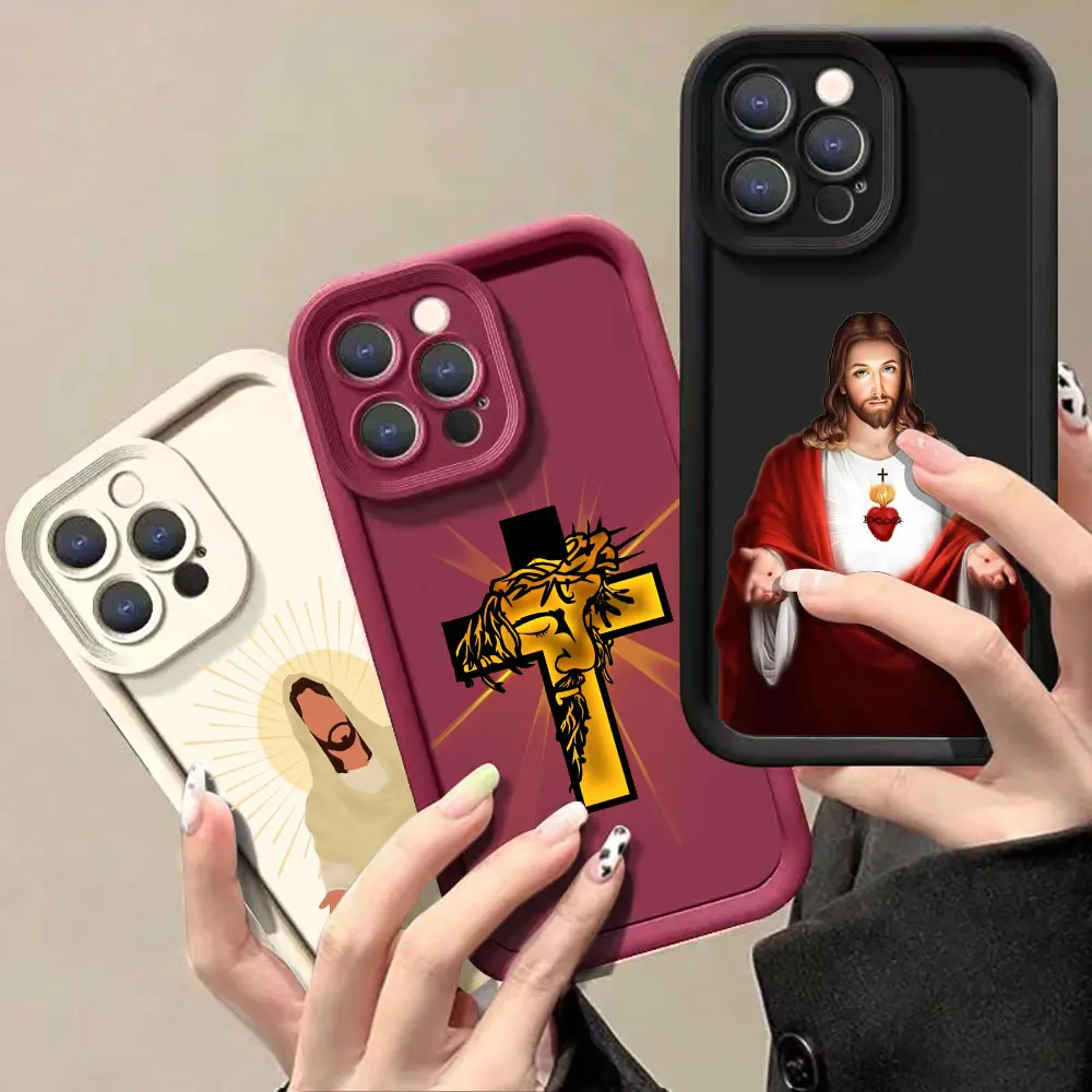 Cross Faith Christian Religious Jesus Phone Case For Samsung Galaxy S24Ultra S23 S22 S21 S20 Plus Fe Note 20 Ultra Liquid Cover