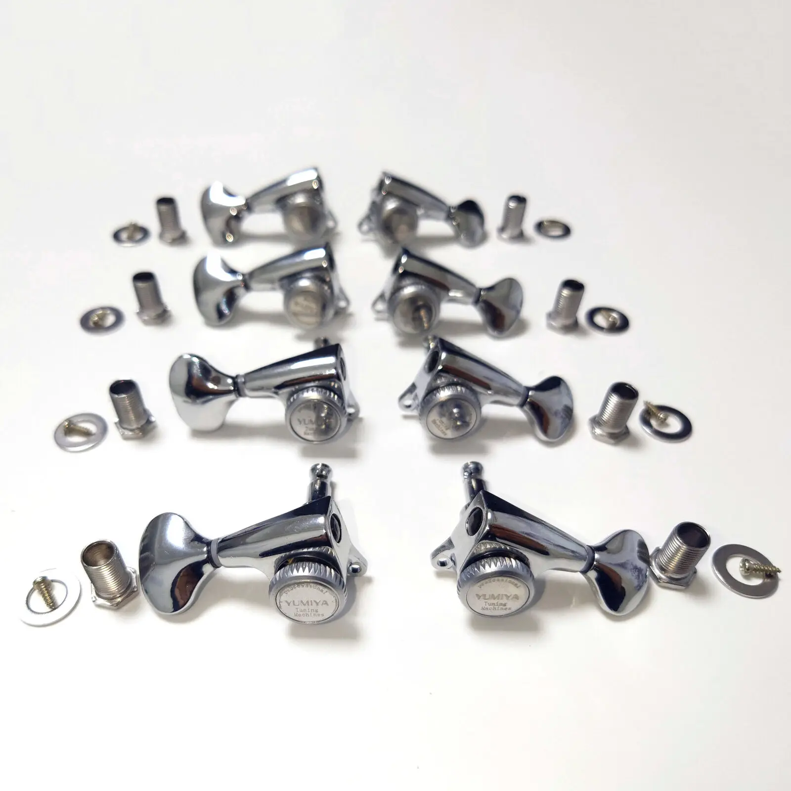 YUMIYA 4L 4R Guitar Tuning Pegs Tuners Machine Head Chrome for 8 String Electric Guitar