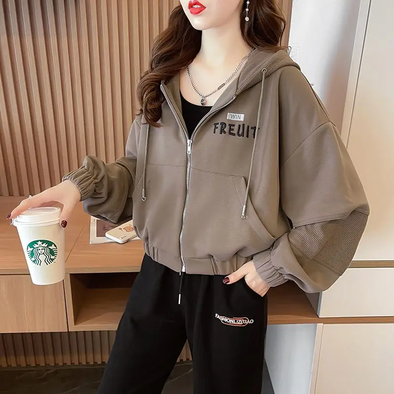 Autumn Women\'s Clothes Zip Up Clothing Korean Streetwear Hoodie Demi-season Autumn Coat for Women 2024 Jacket Hooded Sweatshirt