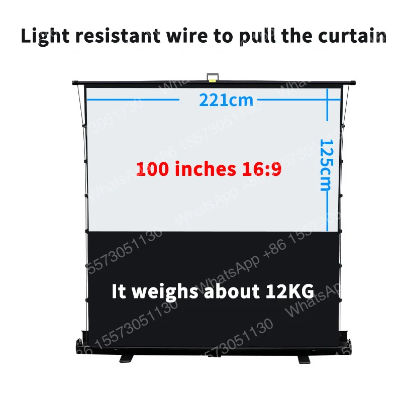 Projector Screen With Stand Foldable Gray Wrinkle-Free 72-110 inch 16:9 Screen 3D/4K Installation-free For Home Theater Indoor