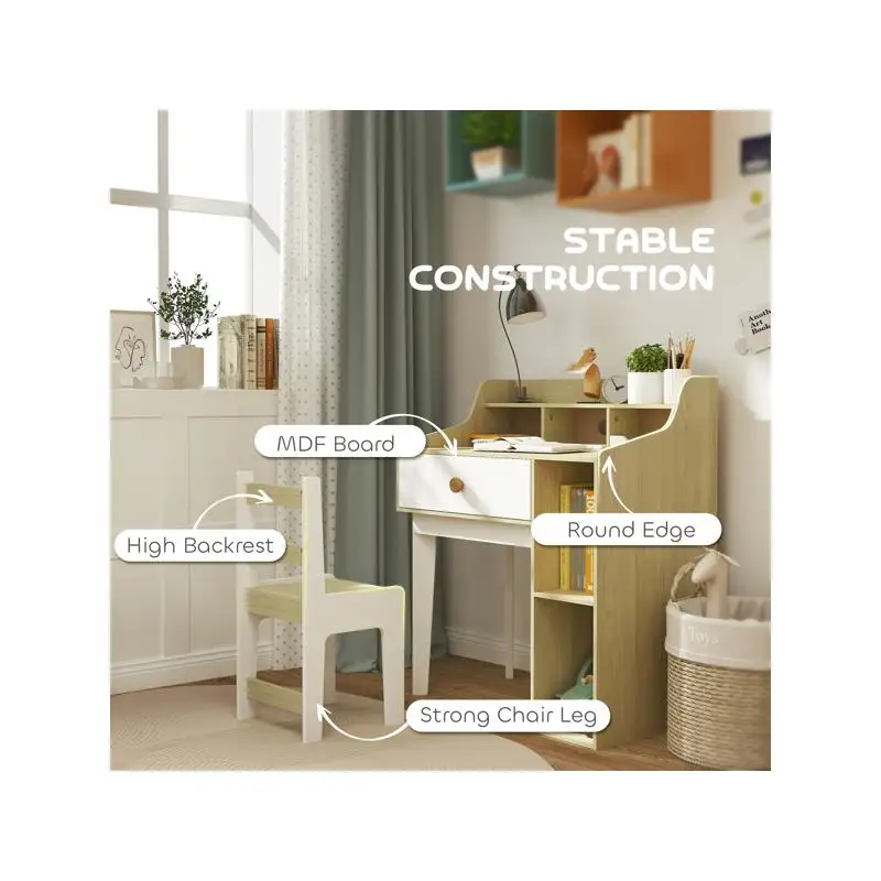 Kids Desk Chair Set - Adjustable Study Furniture for Children - Perfect for Homework, Reading, and Creative Activities