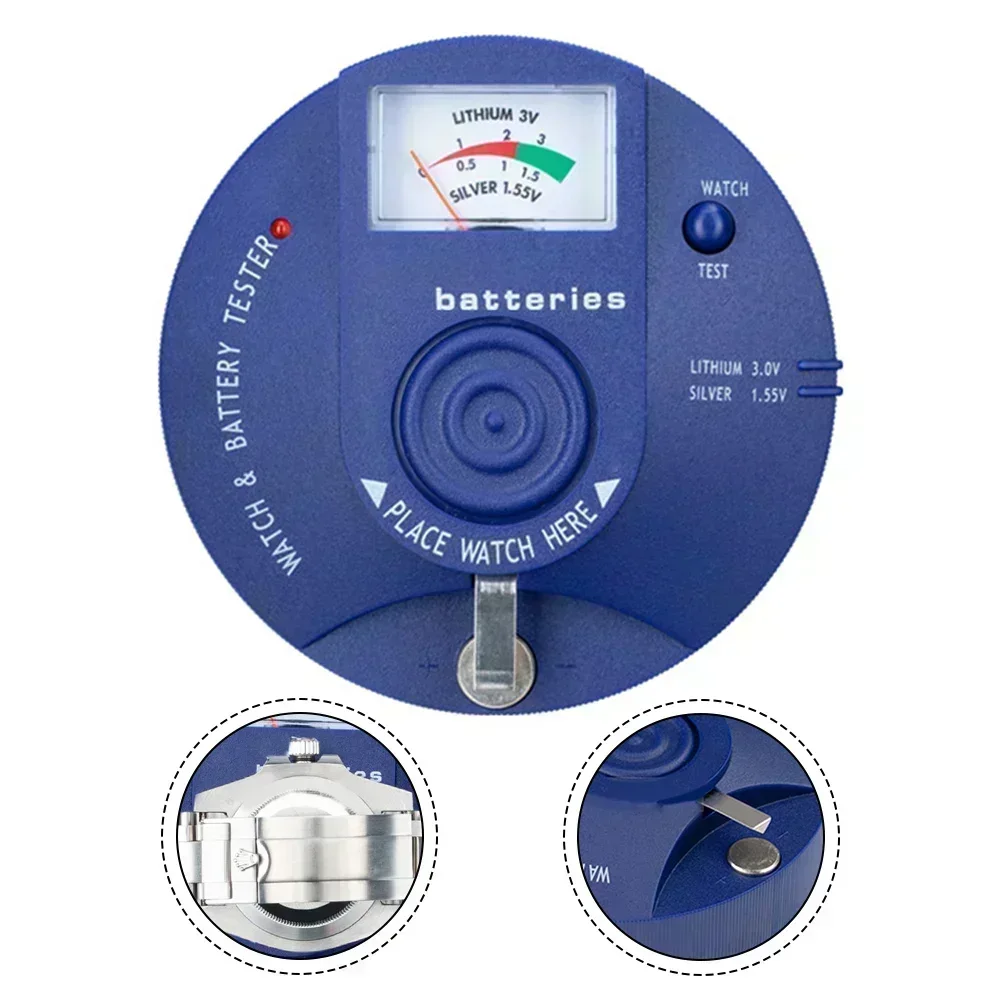 

Тестер кварцевого механизма Тестер импульсов батареи круглых часов и анализатор батарей типа «таблетка» 1,5 В/3 В. Инструмент для ремонта часов тестера батареи