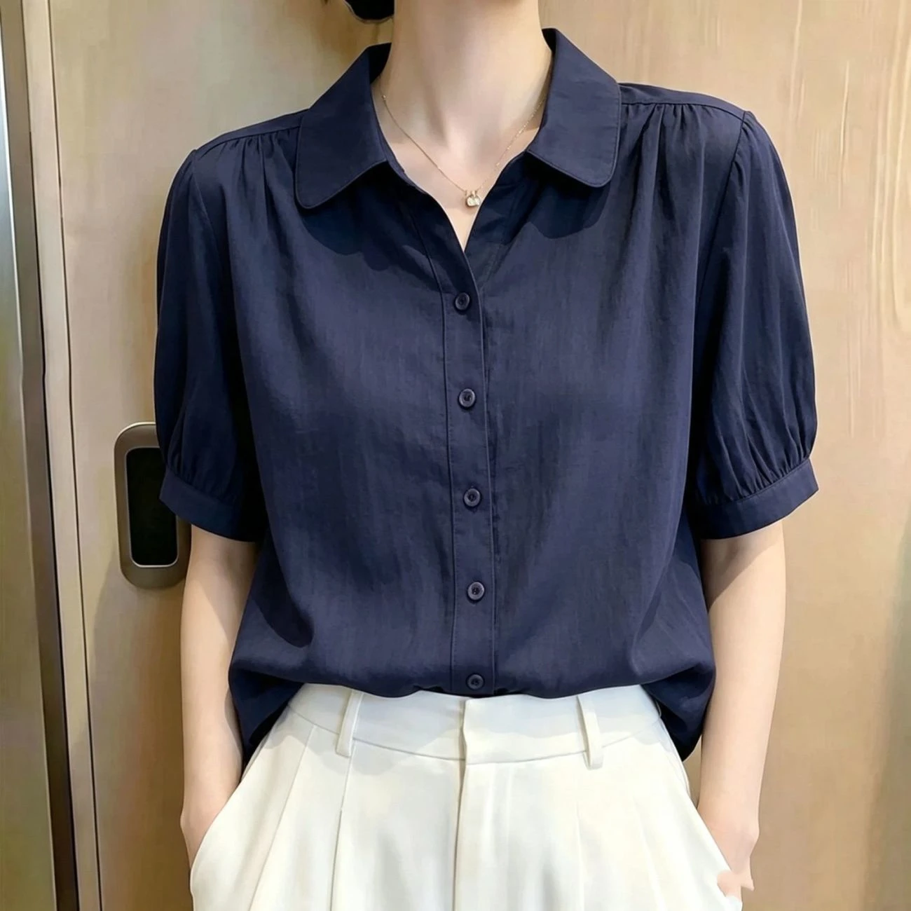 Chic Short Sleeve Bubble Sleev - Vintage Fashion Jersey ulasan dan harga