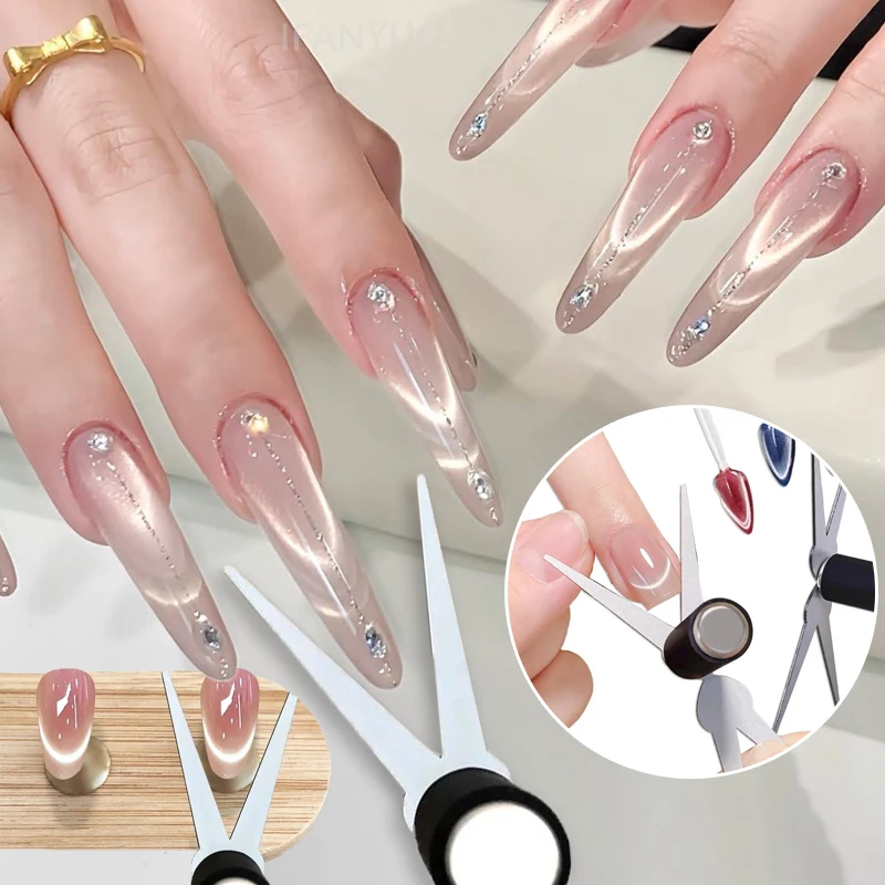 Doppelkopf Französisch Cat Eye Nagel Magnet Set V-förmige magnetische Kombination für DIY Cat Eye Nail Art Effekt Gel Nagellack Magnet