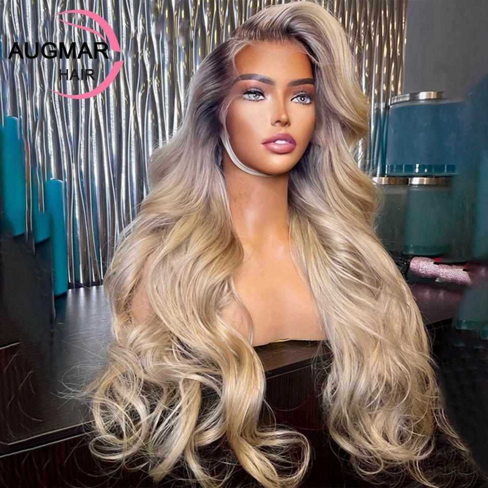 13x4 Ash Blonde Body Wave Lace Front Wig Human Hair 13x6 HD Lace Frontal Wig 30 Inch Ombre Lace Front Human Hair Wigs For Women