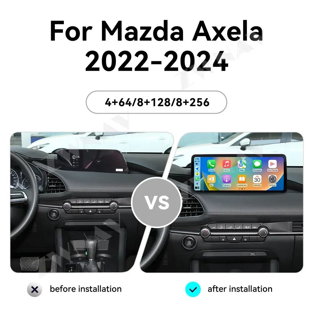 12.3 Inch Android 13 Car Radio for Mazda Axela 2022-2024 Screen CarPlay Navigation Wireless GPS Multimedia Player