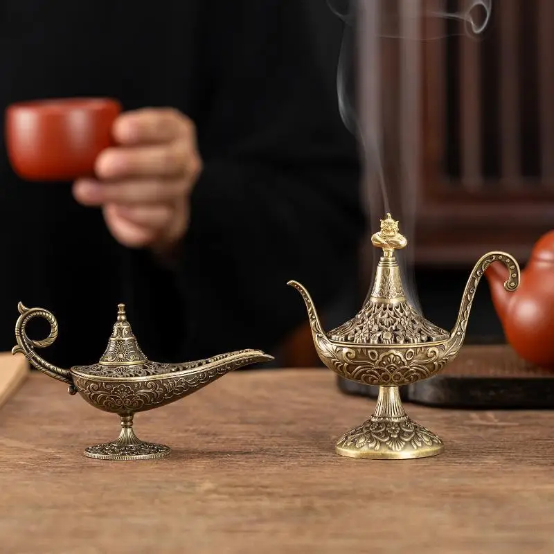 Incense Holder Stand Golden Alas Divine Lamp Design Durable Iron 1Pcs Incense Burner for Spa Meditation Room Ornament
