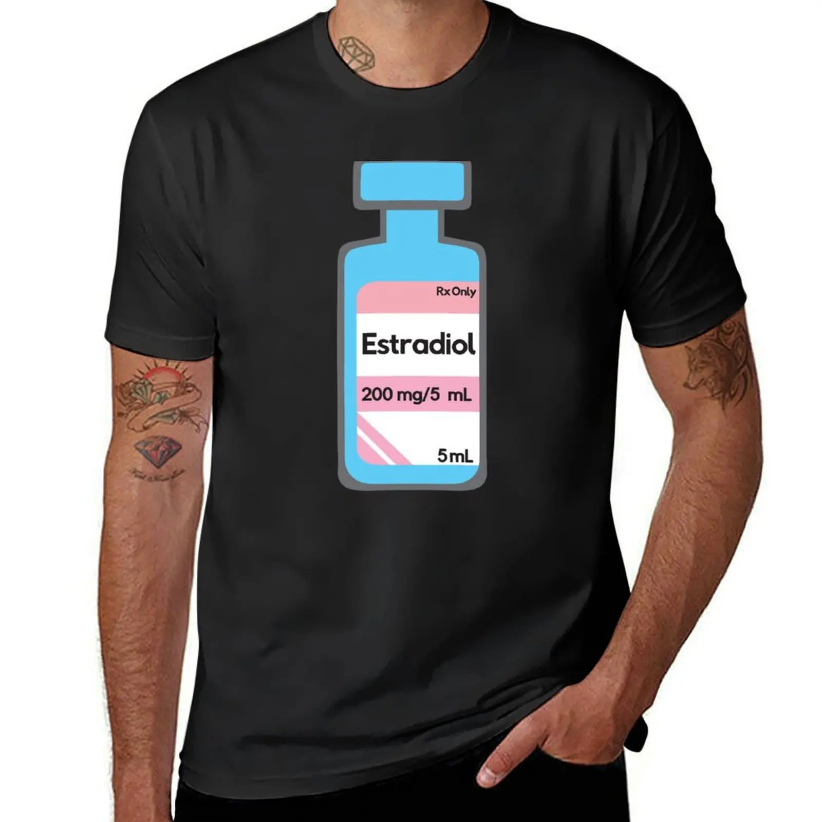 

Estradiol Vial - Trans Pride T-Shirt for a boy cute tops plain summer tops workout shirts for men