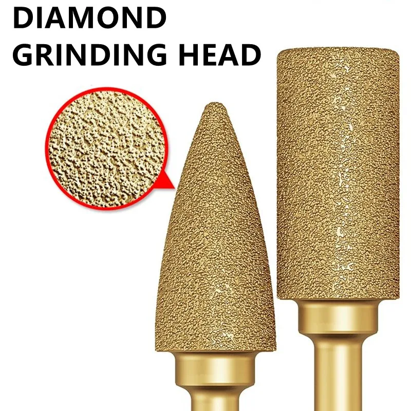 

6mm Vacuum Brazed Diamond Grinding Head Burrs Engraving Drill Bits Stone Alloy Jade Peeling Cast Iron polishing Carving Tools