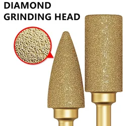 6mm Vacuum Brazed Diamond Grinding Head Burrs Engraving Drill Bits Stone Alloy Jade Peeling Cast Iron polishing Carving Tools