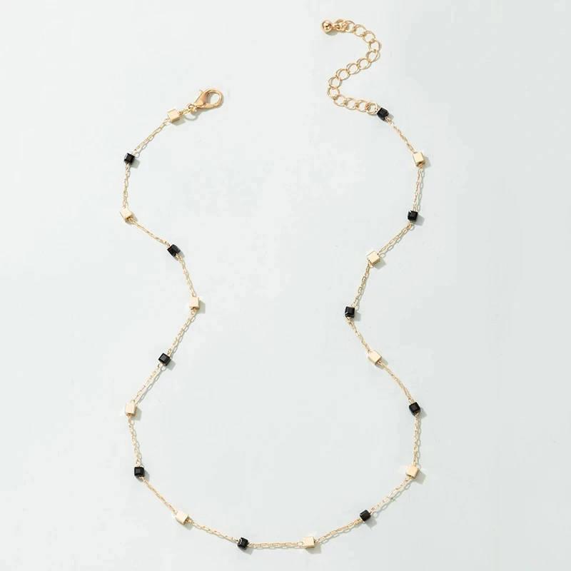 docona Charms Bead Clavicle Chain Choker Necklace for Women Elegance Gold Color Alloy Metal Adjustable Party Jewelry Collar